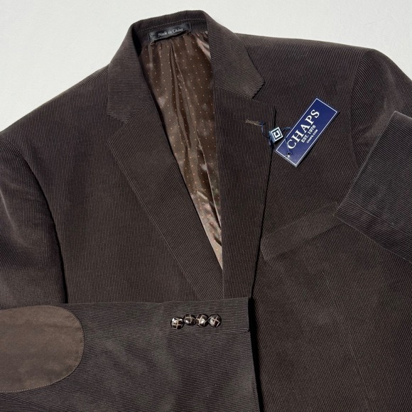 NEW Chaps Corduroy‎ Blazer Jacket Sport Coat Men's Size 42L Dark Brown - Picture 2 of 14